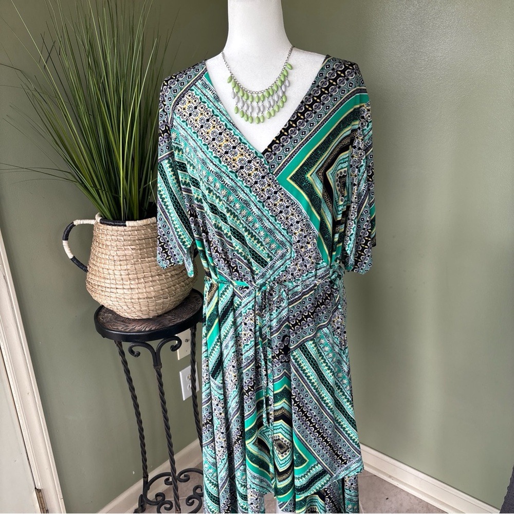Rafaella Teal and Black Asymmetrical Dress